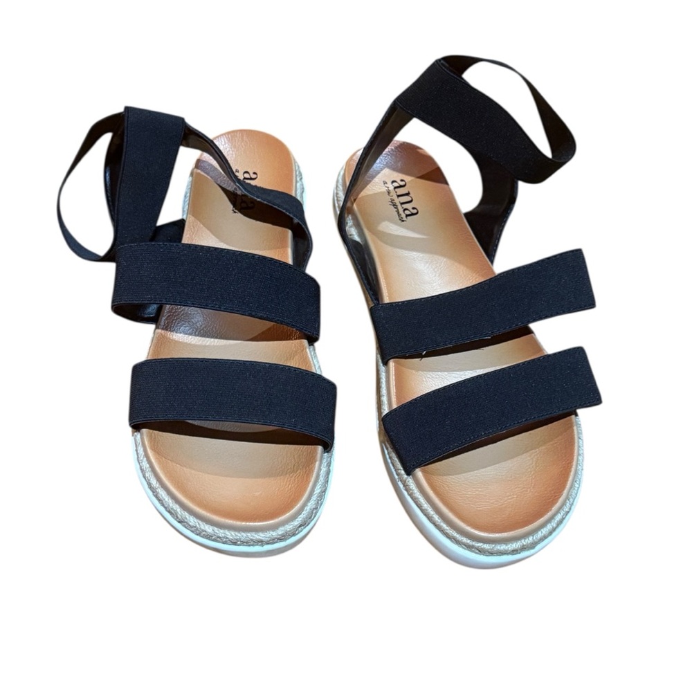 A.N.A Size 7.5 Black Strappy Sandals Women Slip on